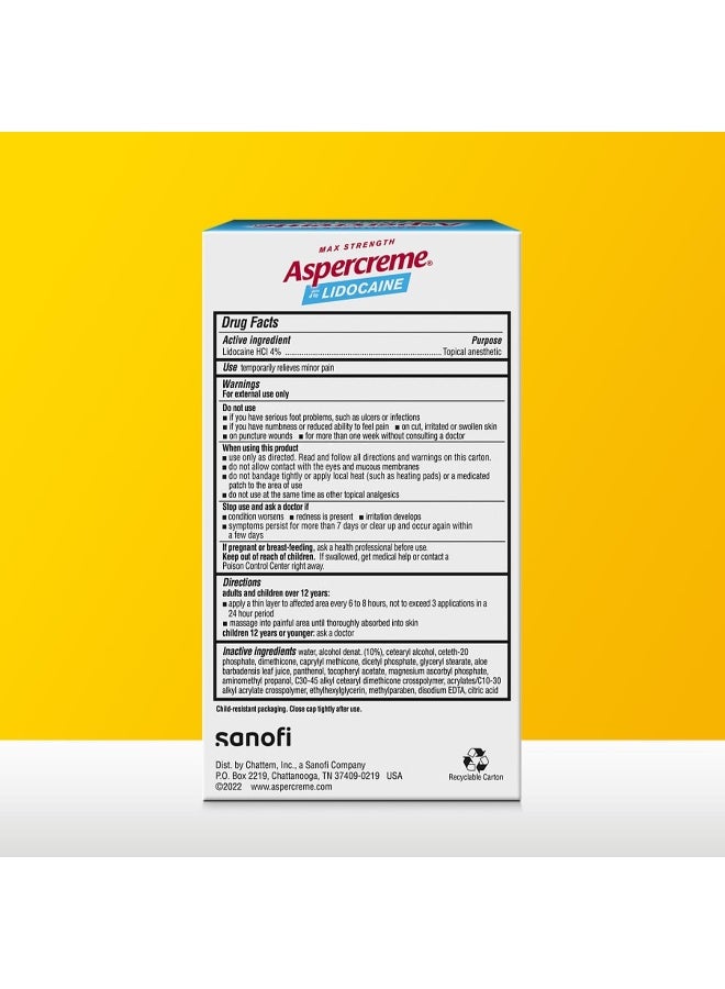 Aspercreme كريم أسبيركريم ليدوكائين لقدم السكري، 4 أونصة - Image 2