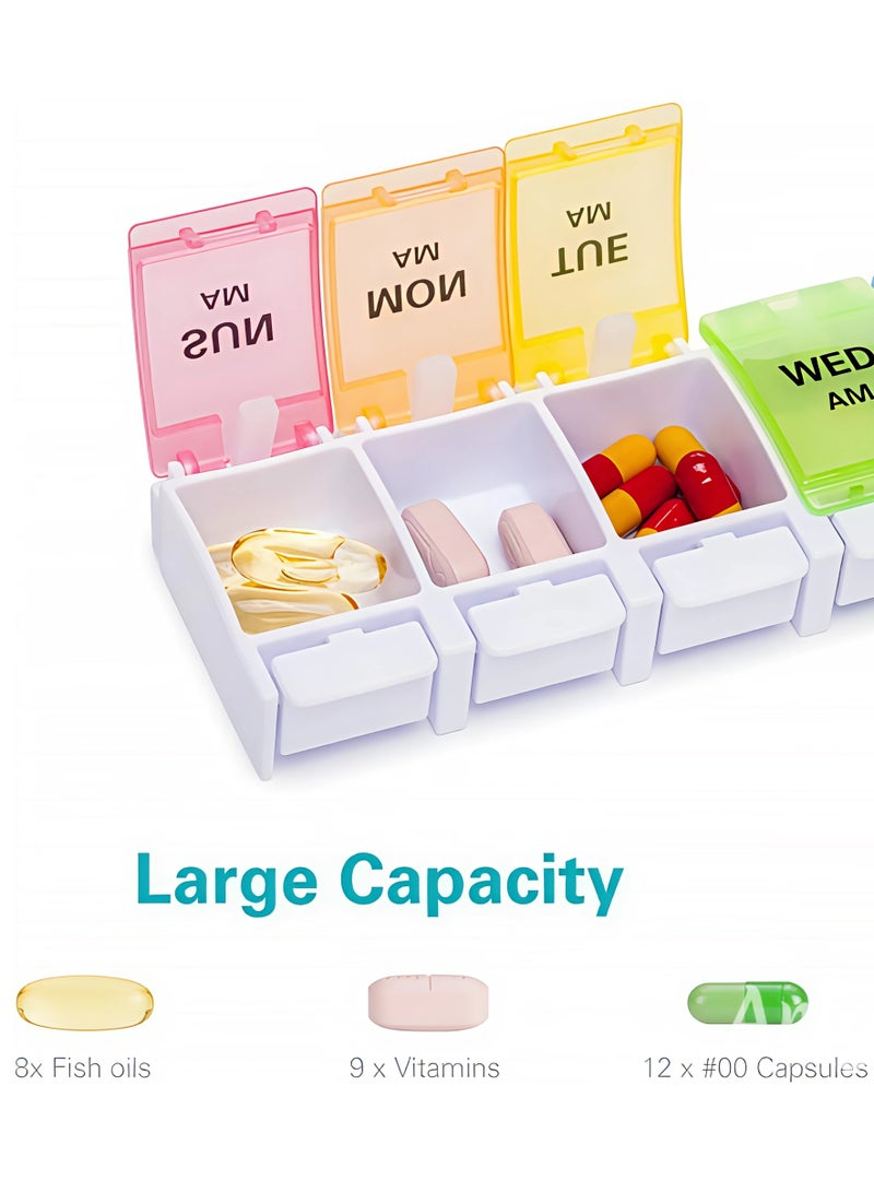 ARINA Weekly detachable pill case morning and evening large storage and safe in regulating medicines  - Image 5