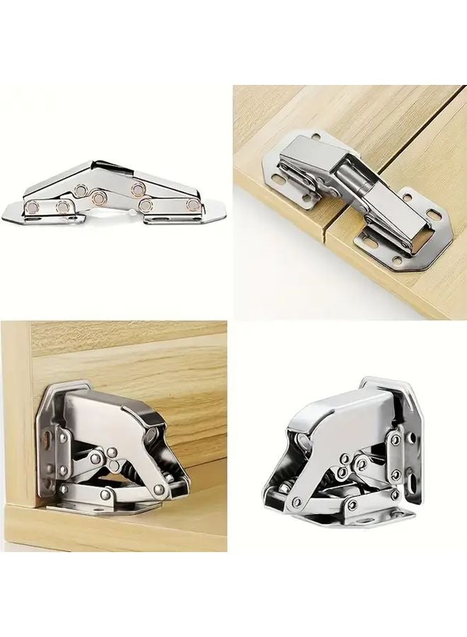 4pcs Hidden Free Drill Cabinet Door Hinges With 32 Screws Polished Metal Surface - Image 5