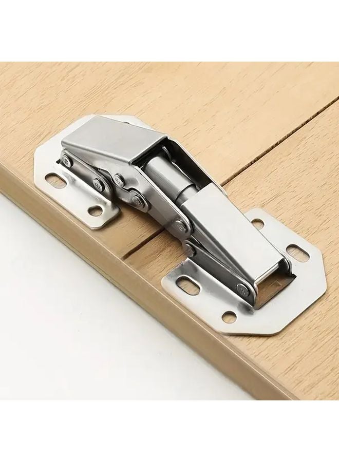 4pcs Hidden Free Drill Cabinet Door Hinges With 32 Screws Polished Metal Surface - Image 4