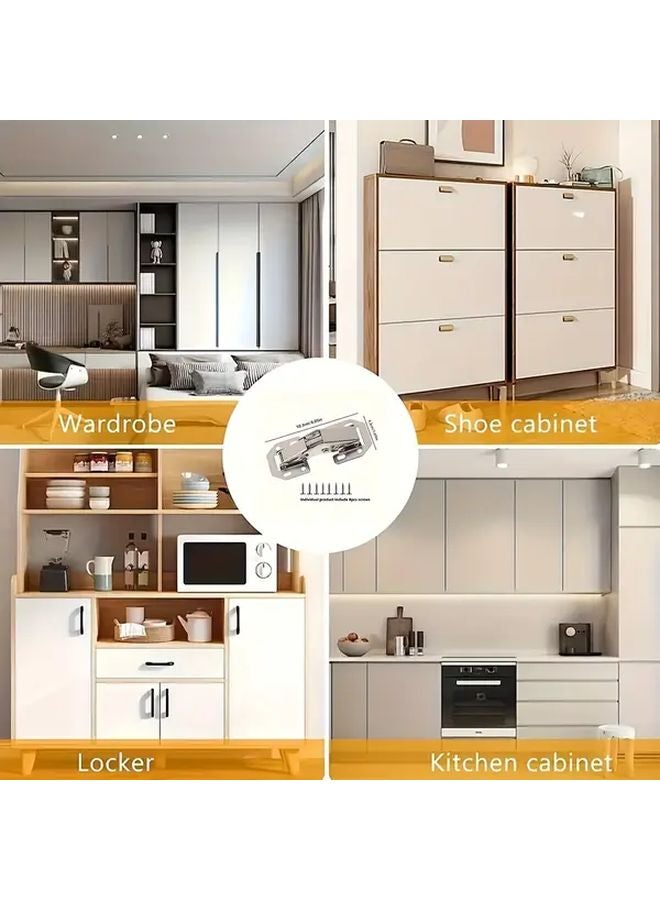 4pcs Hidden Free Drill Cabinet Door Hinges With 32 Screws Polished Metal Surface - Image 2