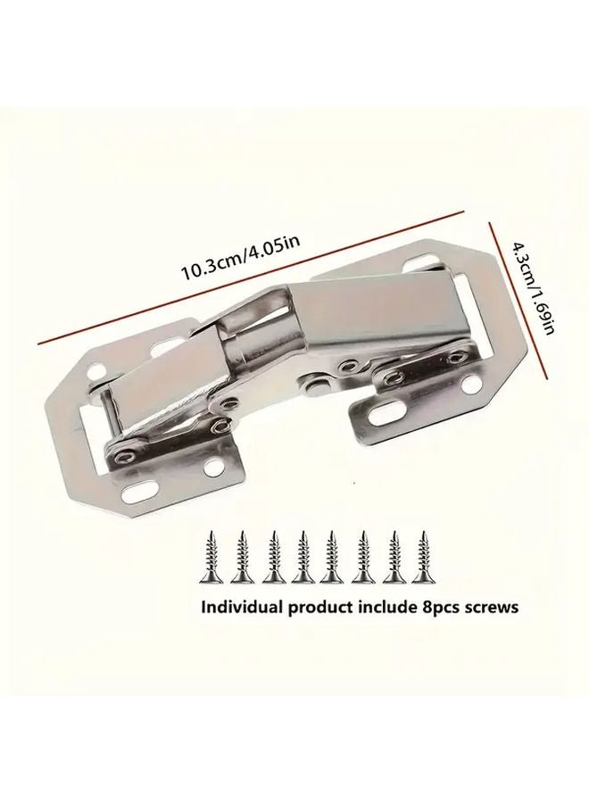 4pcs Hidden Free Drill Cabinet Door Hinges With 32 Screws Polished Metal Surface - Image 3