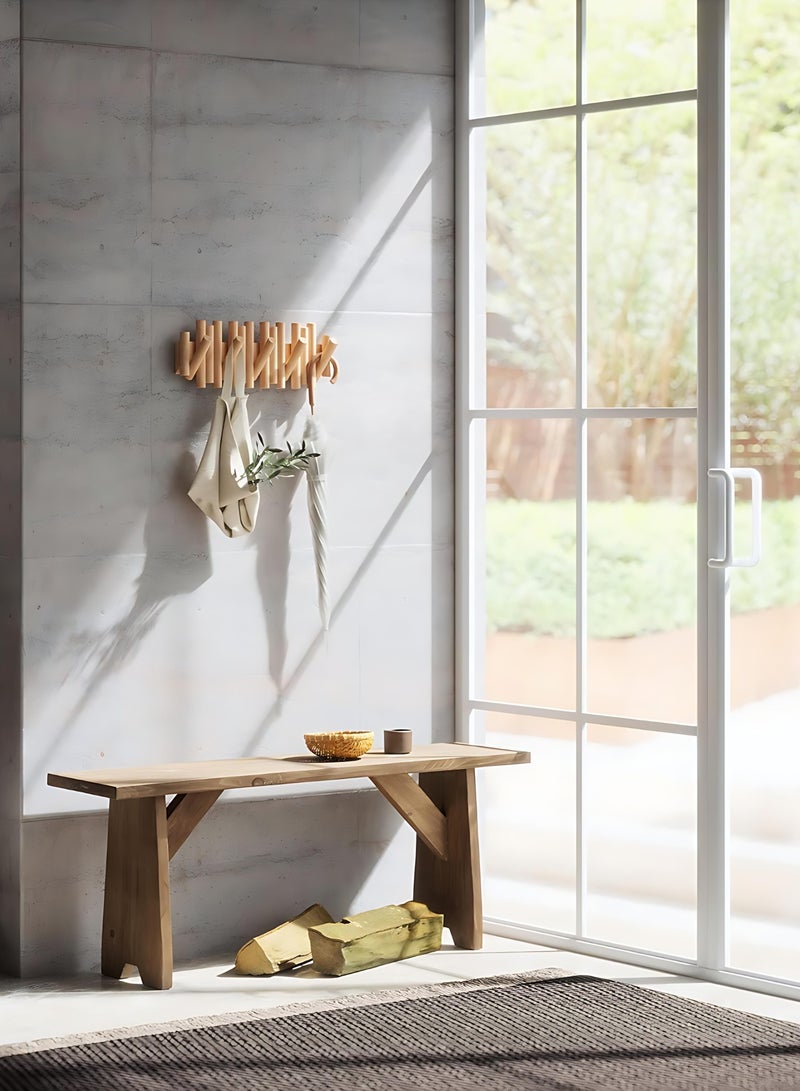 ALMiHomi Creative Design Wall-Mounted Solid Wood Hook Rack – 5 Hooks, No-Drill Installation, Chic & Space-Saving, Perfect for Entryway, Living Room, Bedroom, Kitchen, and Bathroom - Image 4