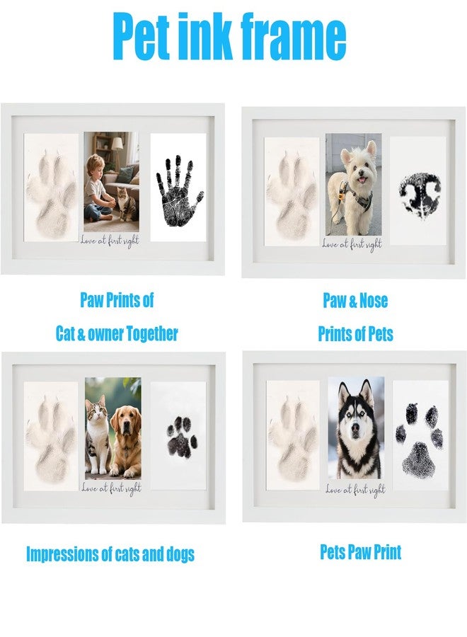 طقم إطار بصمة مخلب سيانسلين، طقم بصمة مخلب قطة/كلب، طقم بصمة أنف كلب، طين بصمة مخلب ناعم ووسادة حبر سهلة التنظيف، طقم بصمة مخلب حيوان أليف مع أداة تخصيص، إطار تذكاري خشبي للحيوانات الأليفة، أبيض - Image 2