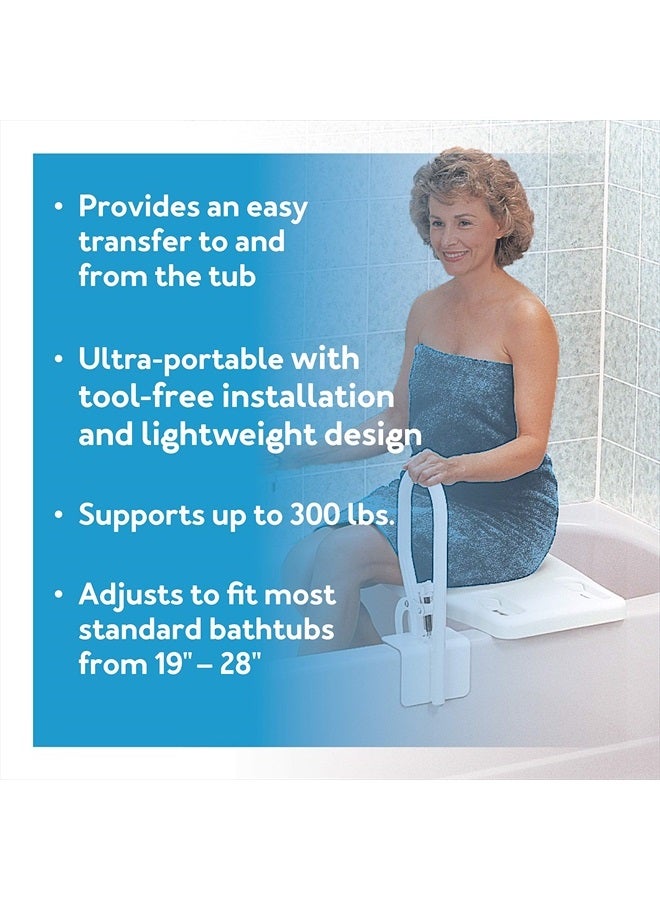 careX Portable Shower Bench - Shower Bath Seat - Fits Tub Having Width In The Range Of 19"-28". Comfortable Contoured Seating Area With 300 Pound Weight Capacity, Portable And Easy To Store - Image 3
