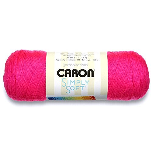 Caron Simply Soft Solids Yarn 6oz Gauge 4 Medium 100 acrylic  Neon Pink  Machine Wash  Dry