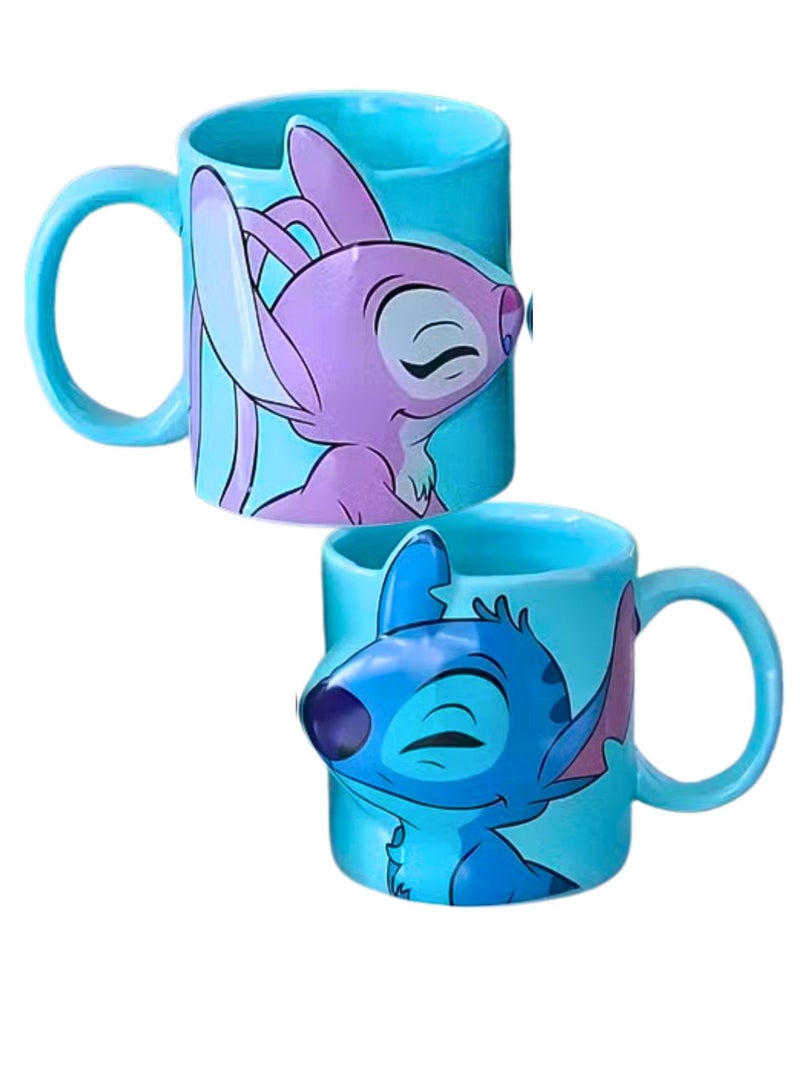 ديزني طقم أكواب للأزواج بغرز متطابقة للأزواج، مثالي للقهوة والشاي والشوكولاتة الساخنة، كوب سيراميك 350 مل - Image 1