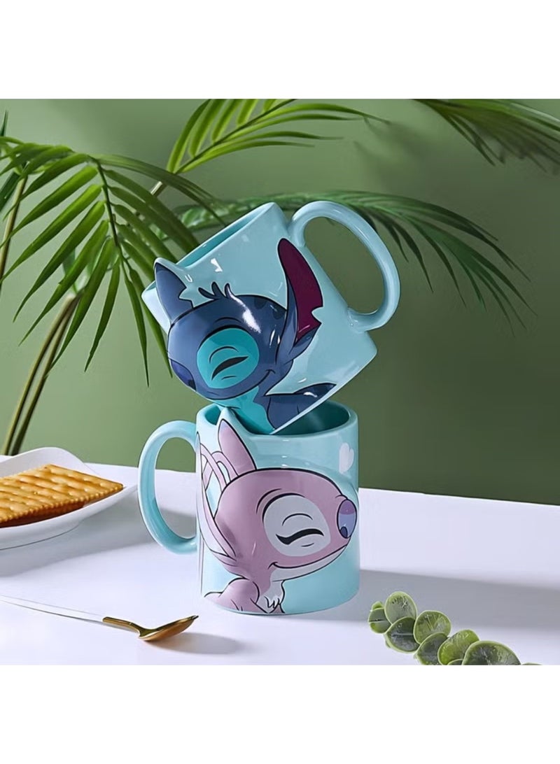 ديزني طقم أكواب للأزواج بغرز متطابقة للأزواج، مثالي للقهوة والشاي والشوكولاتة الساخنة، كوب سيراميك 350 مل - Image 4