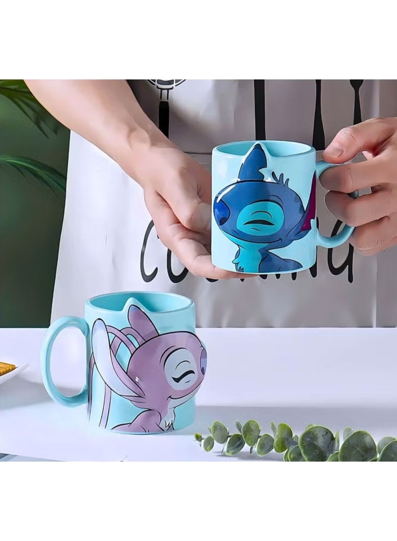 ديزني طقم أكواب للأزواج بغرز متطابقة للأزواج، مثالي للقهوة والشاي والشوكولاتة الساخنة، كوب سيراميك 350 مل - Image 2