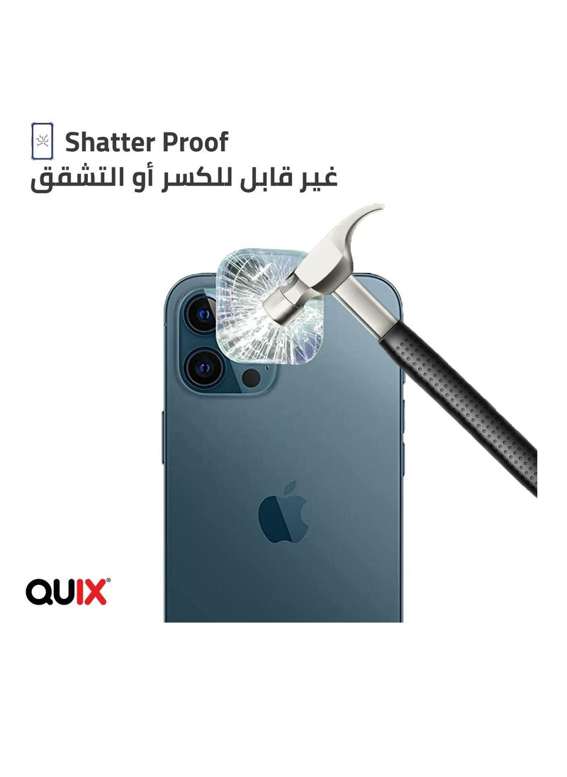كويكس - واقي عدسة كاميرا لموبايل آيفون 12/  12 ميني  زجاج مقوى بإطار معدني متين و مميز مقاوم للخدوش - يحمي العدسة من التلف و الصدمات المفاجئه - Image 1