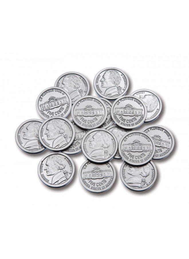 Learning Advantage LEARNING ADVANTAGE-7522 Play Nickels - Set of 100 Plastic Coins - Designed and Sized Like Real US Currency - Teach Money Math With This Pretend Play Resource  - Image 5