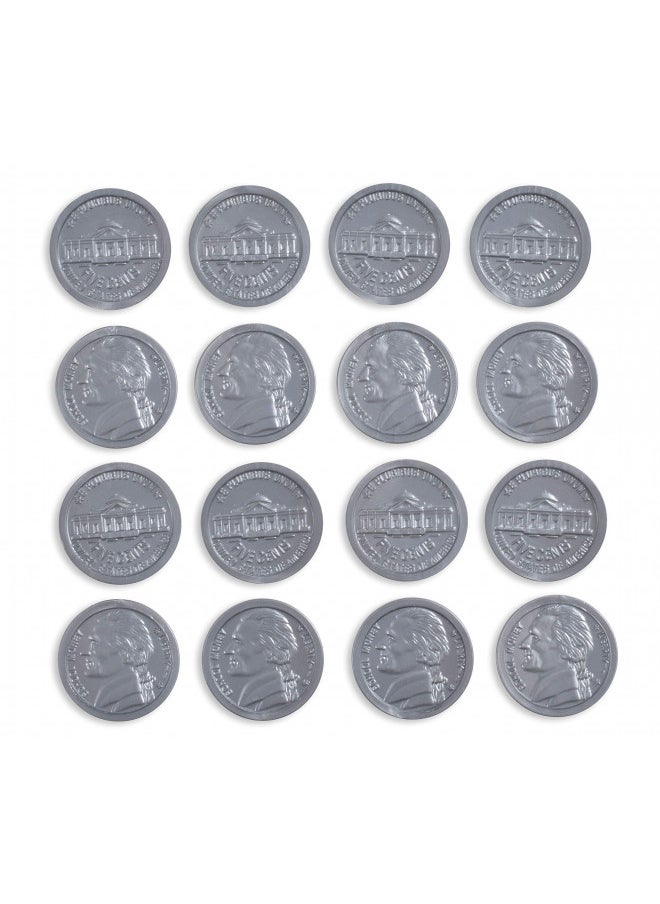 Learning Advantage LEARNING ADVANTAGE-7522 Play Nickels - Set of 100 Plastic Coins - Designed and Sized Like Real US Currency - Teach Money Math With This Pretend Play Resource  - Image 2