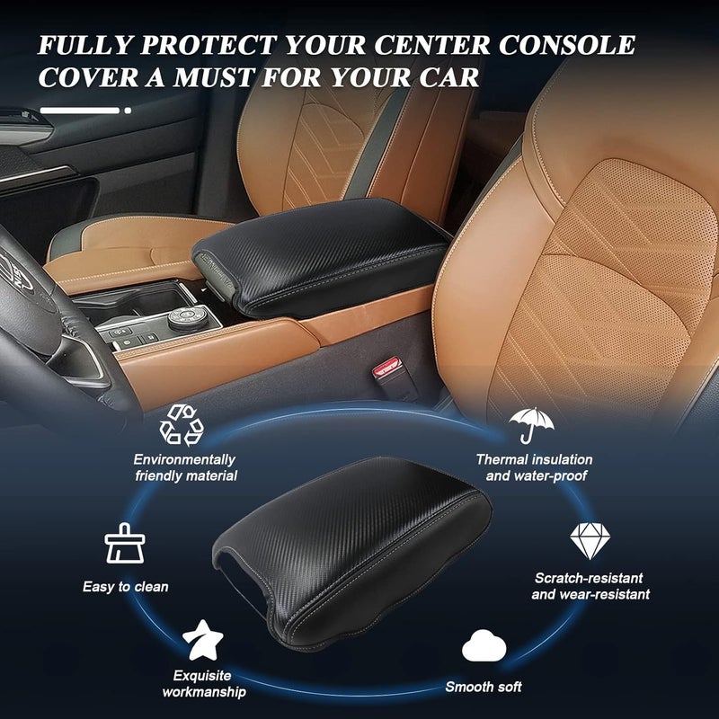 BIBIBO for 2023 Pathfinder Center Console Cover for 2022 2023 Nissan Pathfinder Console Lid, 2022 Pathfinder Arm Rest Pad Seat Box Cover Protector, Pathfinder 2023 Accessories Armrest Cushion (Black) - Image 2