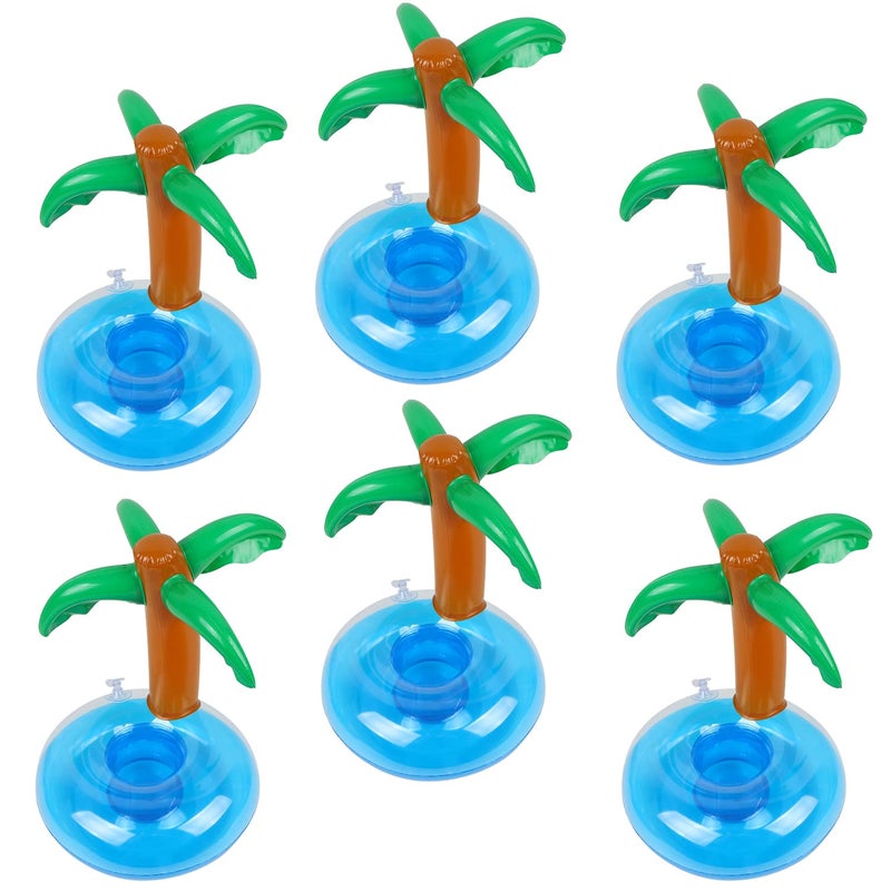 LIYDE 6 Pack Palm Tree Inflatable Drink Holder Floaties for Pool Party Accessories - Image 2