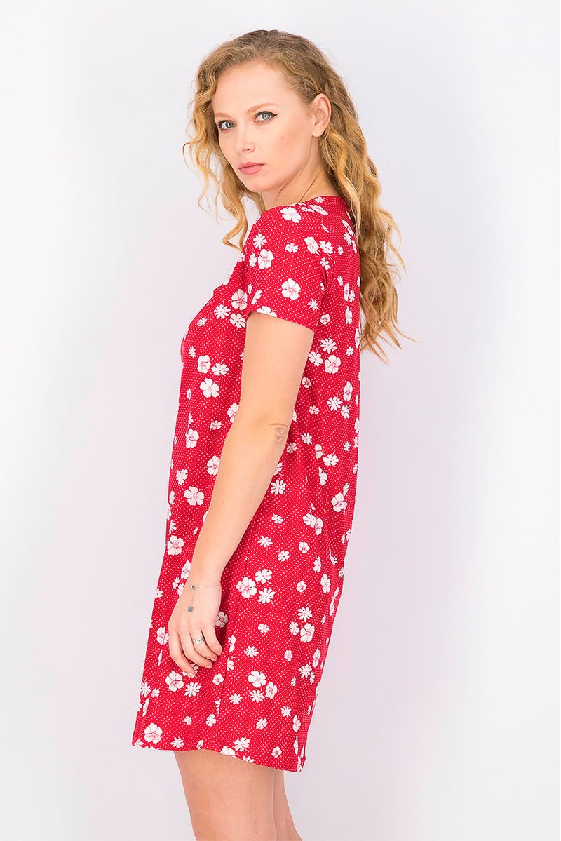 MANGO Women Short Sleeve Floral Print Mini Dress, Red - Image 2
