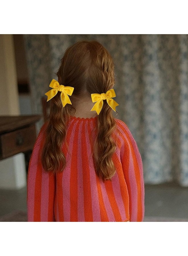 KCHIES 3" Velvet Yellow Ribbon Hair Bows Alligator Clips Cute Assorted Velvet Bow Hair Pins Barrettes for Baby Girls Toddlers School Kids Teens Early Spring Dress Decor Accessory 2 Pack - Image 5