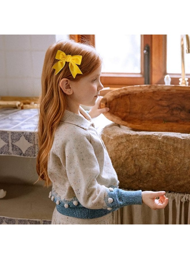 KCHIES 3" Velvet Yellow Ribbon Hair Bows Alligator Clips Cute Assorted Velvet Bow Hair Pins Barrettes for Baby Girls Toddlers School Kids Teens Early Spring Dress Decor Accessory 2 Pack - Image 4