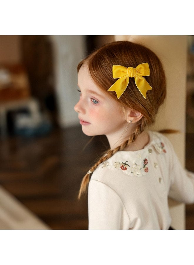KCHIES 3" Velvet Yellow Ribbon Hair Bows Alligator Clips Cute Assorted Velvet Bow Hair Pins Barrettes for Baby Girls Toddlers School Kids Teens Early Spring Dress Decor Accessory 2 Pack - Image 3