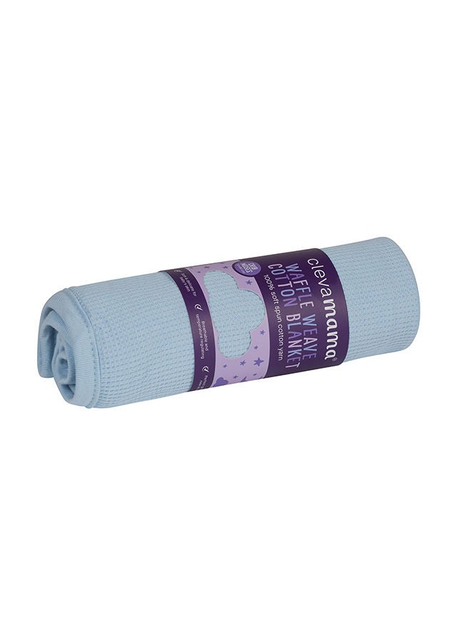 Clevamama Waffle Weave Cotton Blanket Crib/Moses Basket 70x90 Cm Blue - Image 2