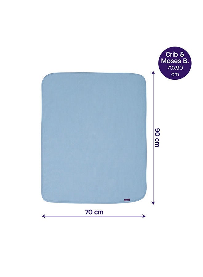 Clevamama Waffle Weave Cotton Blanket Crib/Moses Basket 70x90 Cm Blue - Image 5