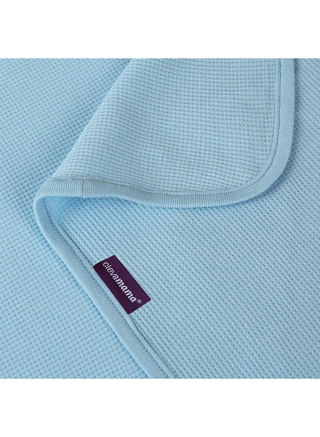 Clevamama Waffle Weave Cotton Blanket Crib/Moses Basket 70x90 Cm Blue - Image 4