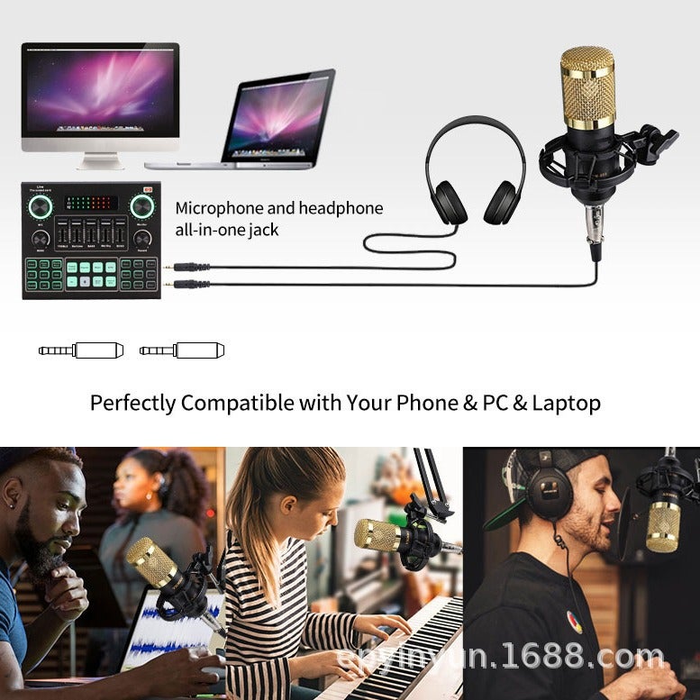 Selling V9 Sound Card English Version Bm80 Condenser Microphone Set Usb Sound Card Live Broadcast Karaoke Computer Mobile Phone - Image 5