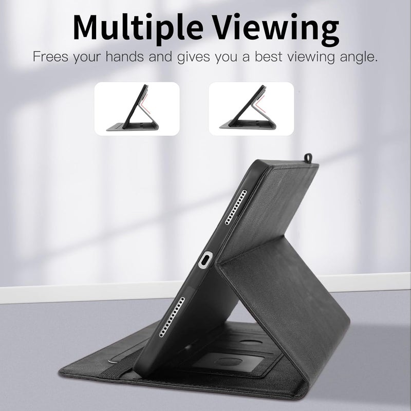 LSPCASA غلاف لـ Samsung Galaxy Tab A11 Plus مقاس 11 بوصة 2025 غلاف Galaxy Tab A11+ حافظة قابلة للطي من جلد PU واقية مع وظيفة حامل وحامل قلم وفتحات بطاقات - غلاف جهاز لوحي محفظة - مربعات سوداء - Image 4
