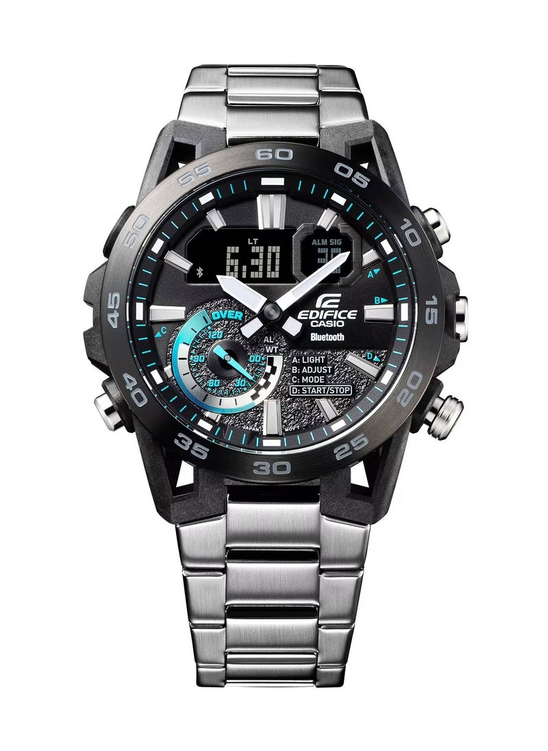 CASIO Edifice Analog-Digital Stainless Steel Men's Watch ECB-40DB-1A  - Image 2