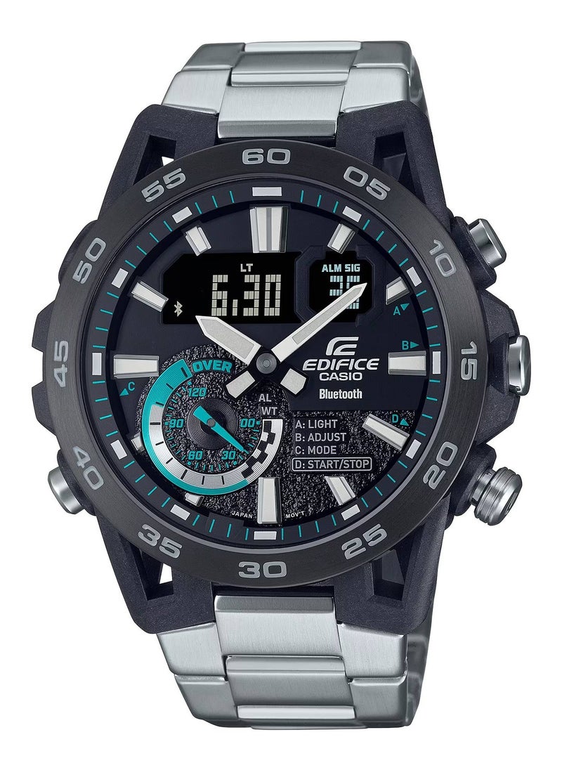 CASIO Edifice Analog-Digital Stainless Steel Men's Watch ECB-40DB-1A  - Image 1