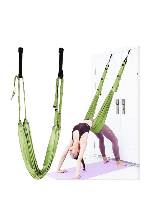 حزام شد قابل للتعديل لتمارين اللياقة واليوجا، مناسب لتدريب الخصر، تمديد الساق، وتمارين الجمباز. يستخدم كحزام شد مرن للباب، أرجوحة يوجا جوية، وراقصي الباليه، مع إمكانية ضبط الارتفاع والتمدد