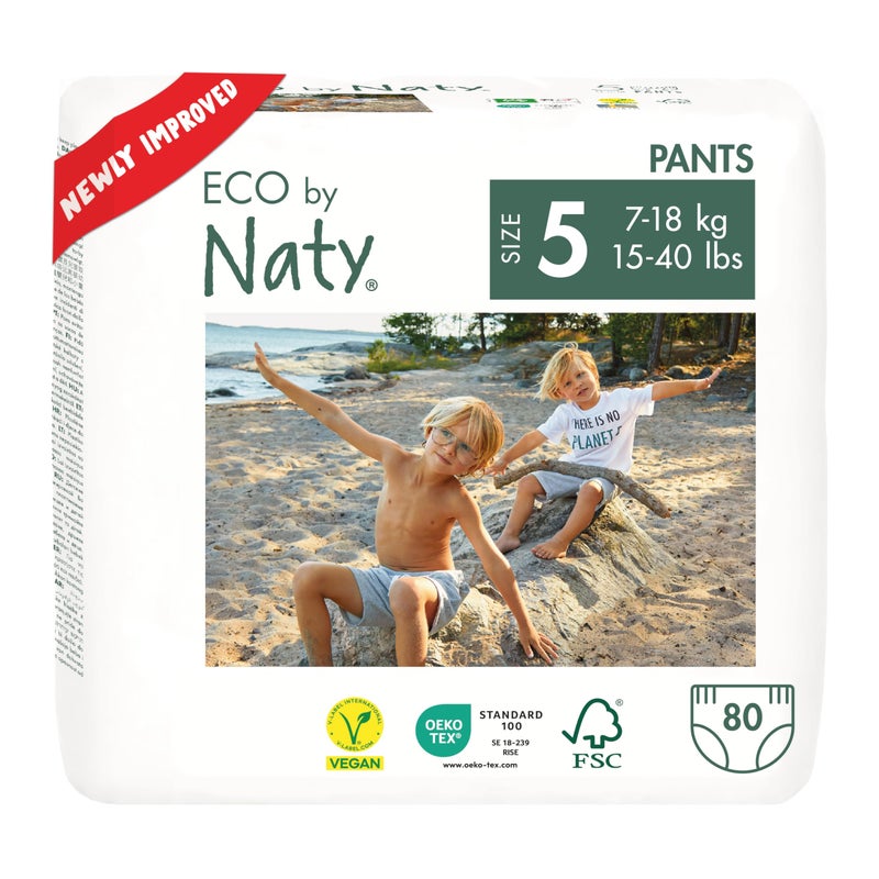 Eco by Naty Pull Ups Hypoallergenic and ChemicalFree Training Pants Highly Absorbent and Eco Friendly Pull Ups for Boys and Girls Size 5 3T4T 2640 lbs 80 Count