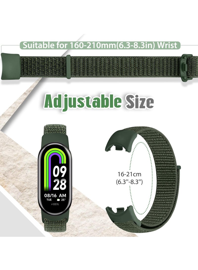 حزام نايلون متوافق مع سوار Xiaomi Mi Band 9 / Mi Band 8 ناعم قابل للتعديل للرجال والنساء ،غرين  - Image 2