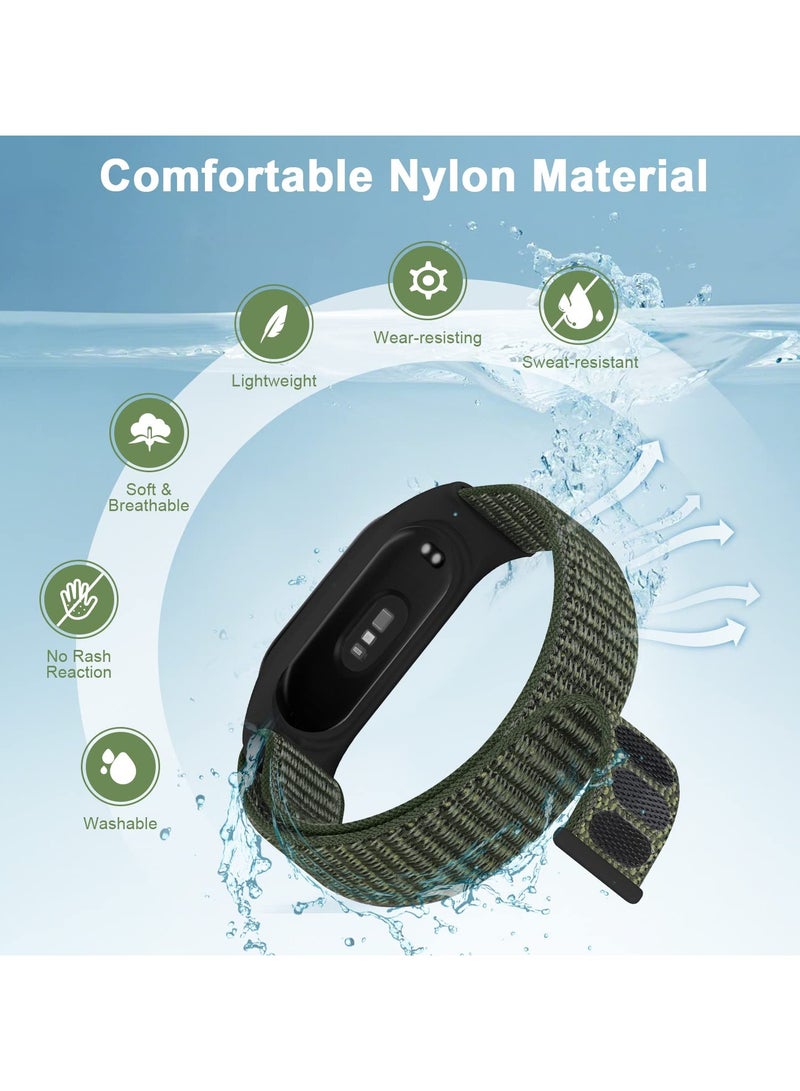 حزام نايلون متوافق مع سوار Xiaomi Mi Band 9 / Mi Band 8 ناعم قابل للتعديل للرجال والنساء ،غرين  - Image 3