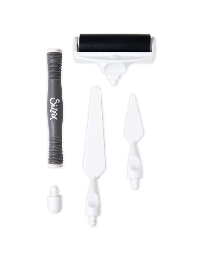 Sizzix Palette Knife & Brayer Roller Craft Tool Set, White/Grey, One Size - Image 1