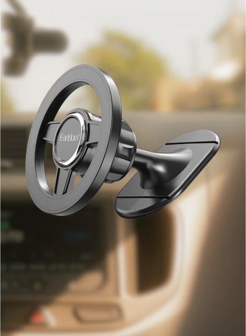 Earldom Universal Magnetic Car Phone Holder 360 Degree Rotatable Dashboard Sticky Mobile Mount Wall Bracket with Strong Grip for Smartphones Black - Image 1