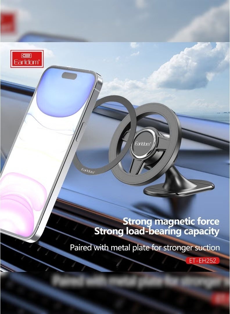 Earldom Universal Magnetic Car Phone Holder 360 Degree Rotatable Dashboard Sticky Mobile Mount Wall Bracket with Strong Grip for Smartphones Black - Image 2