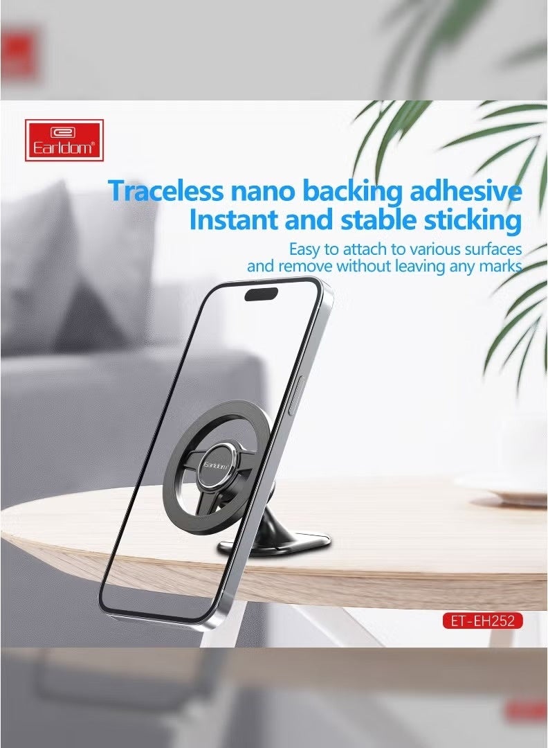Earldom Universal Magnetic Car Phone Holder 360 Degree Rotatable Dashboard Sticky Mobile Mount Wall Bracket with Strong Grip for Smartphones Black - Image 3
