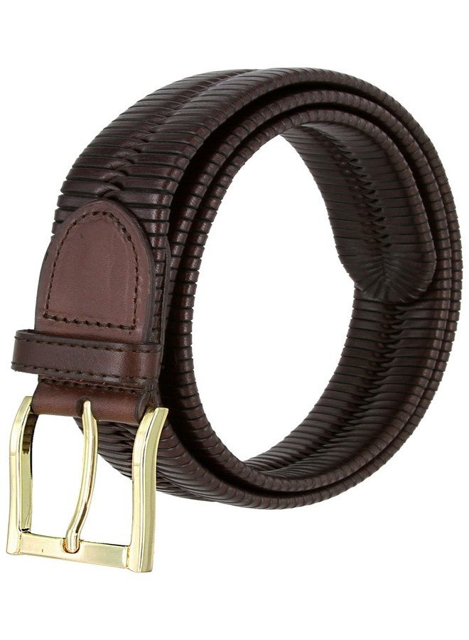 بيلتس.كوم حزام رسمي من الجلد الطبيعي المنسوج، مطلي بالذهب المصقول، BL040، بعرض 1-1/4 بوصة - بني، 40 - Image 4