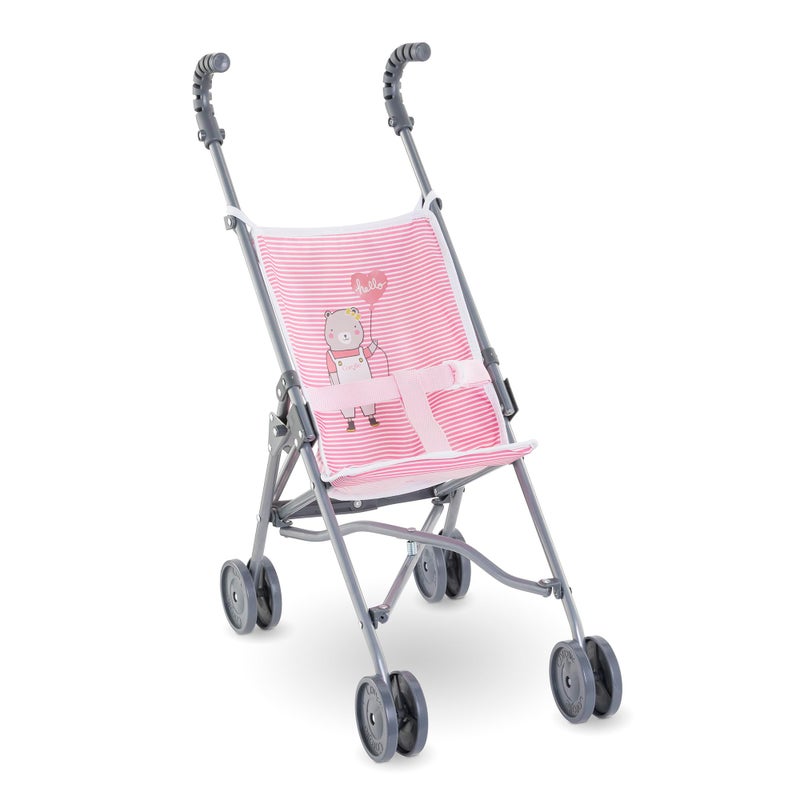 Corolle Umbrella Baby Doll Stroller Pink Stripe Fits Large 14 and 17 Dolls Folding with 2 Locking Points for Safety for Kids Ages 3 Years and up - Image 2