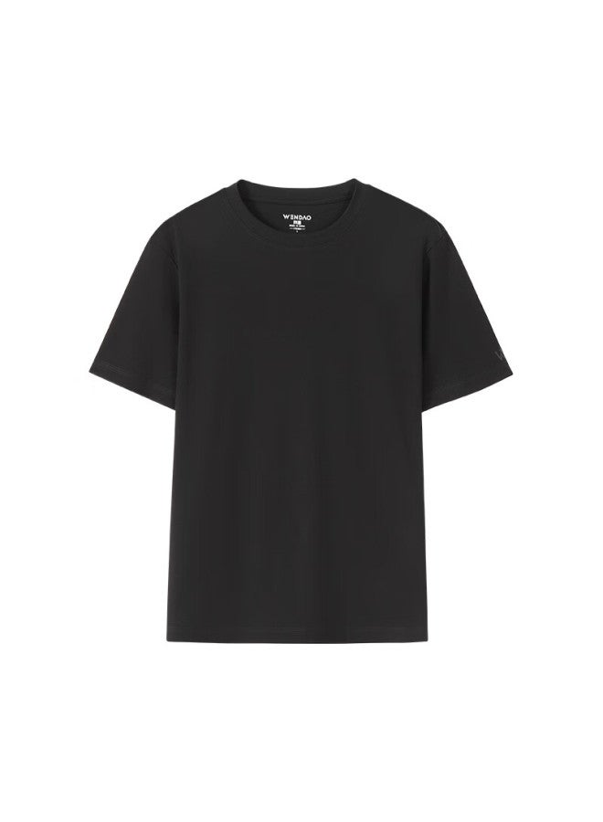 Wendao Ice Oxygen Breathable T-shirt, 7a Antibacterial Light Luxury Liquid Ammonia Breathable Round Neck Top W6806, Black, Regular, XL