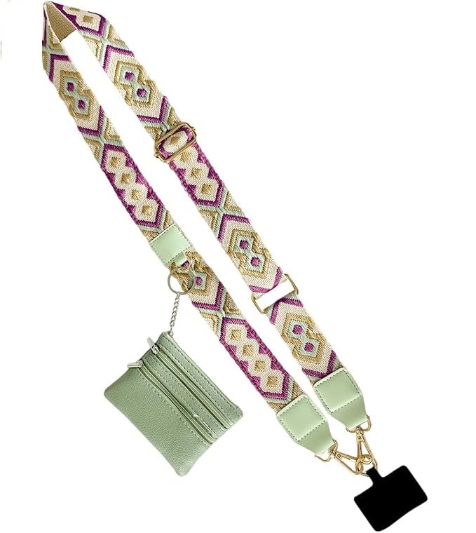 KHOLAD Phone Wrist Strap with Zipped Pouch Clip & Go Strap for Mobile with Leather Wallet Crossbody Adjustable Buckle Chain Lanyard - Comfortable & Durable Accessory for Stylish Women - Image 1