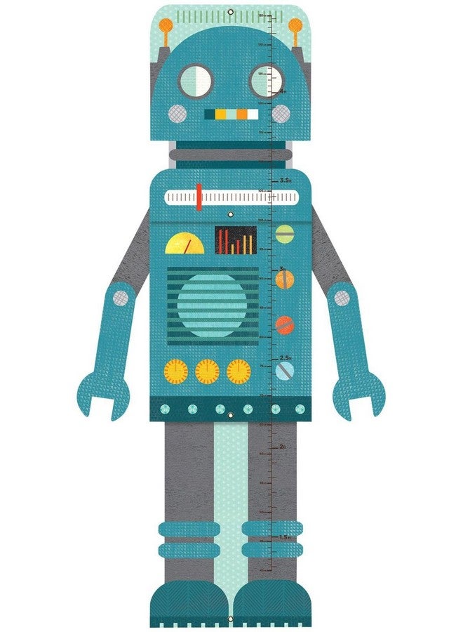 Petit Collage Folding Growth Chart Blue Robot - Image 2