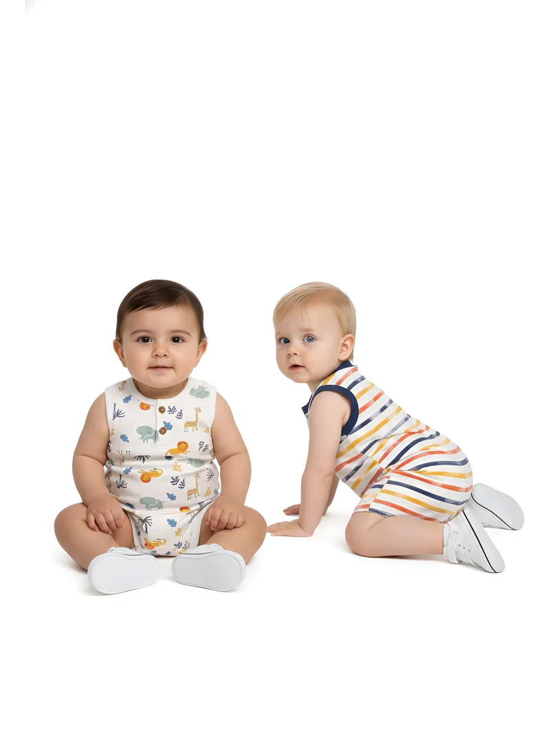 Bambimici Bambimici Liam 2- Piece Sleeveless Jungle Printed Baby BodySuit - Multicolor