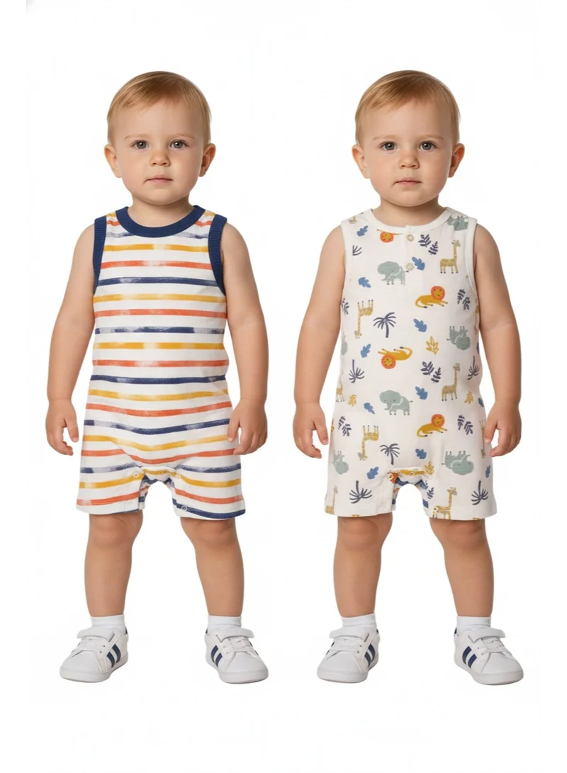 بامبيميسي بامبيميتشي ليام طقم قطعة قطعتين بدون أكمام بطبعة غابة متعدد الألوان للأطفال الرضع