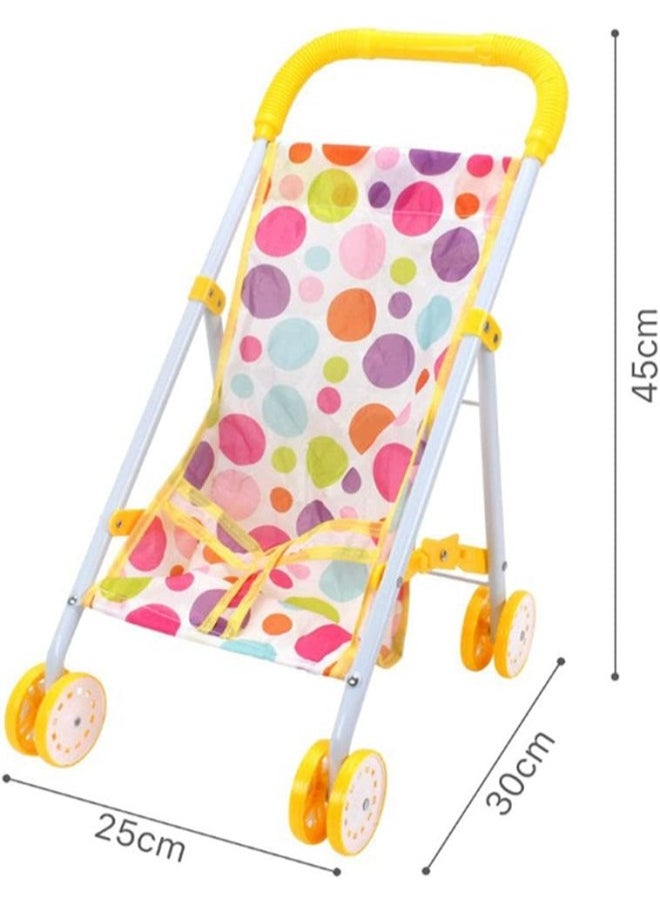 silvercnc - NC NC Lovely Dots Pattern Stroller Pushchair Folding Trolley Toy Baby Doll Gift - D - Image 1