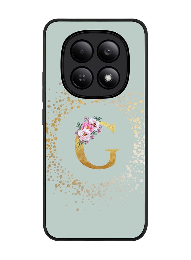 Stylizedd For Xiaomi Redmi Note 15 4G Case,Slim fit Camera Protection, Shockproof Thin Phone cover  - Custom Monogram Floral - G  (Light Grey ) - Image 1