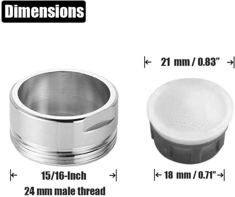 CANRAY Bathroom Sink Faucet Aerator Replacement Parts 8 PCS with Brass Shell, 2.2 GPM Flow Retrictor Insert Faucet Tap, 15/16-Inch or 24mm Male Threads, Sprays Is Very Well, Chrome - Image 3