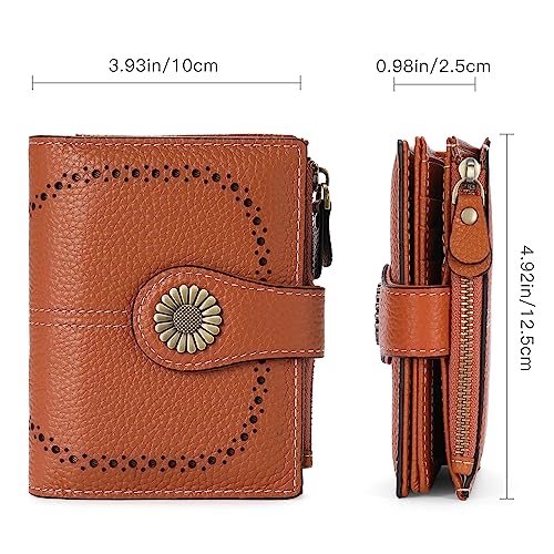 SENDEFN Small Womens Wallet Leather Bifold Card Holder RFID Blocking with Zipper Coin Pocket - Image 3