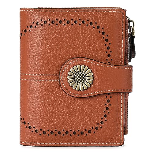 SENDEFN Small Womens Wallet Leather Bifold Card Holder RFID Blocking with Zipper Coin Pocket - Image 1