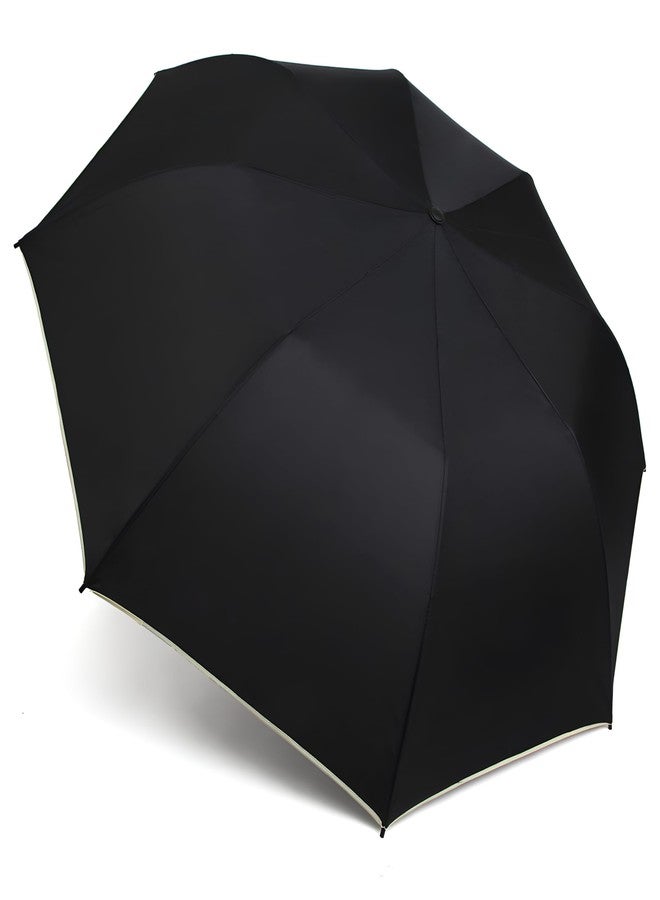 WEXUS Big Automatic Umbrella, Large Size 56-inch Coverage, 8 Reinforced Ribs, Reflective Stripe, Black Umbrella for Men, 3 Fold with Stripe Travel Rain, Windproof & Waterproof Folding - Image 4